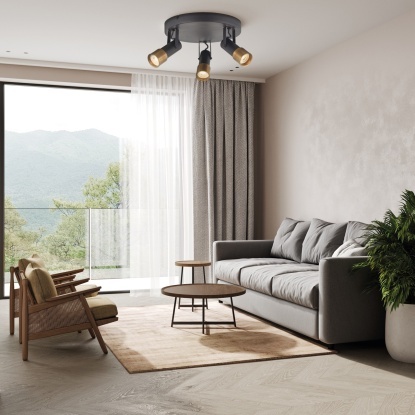 Sıva Üstü Hareketli Spot - 13332-3Y-48 - Siyah - Eskitme