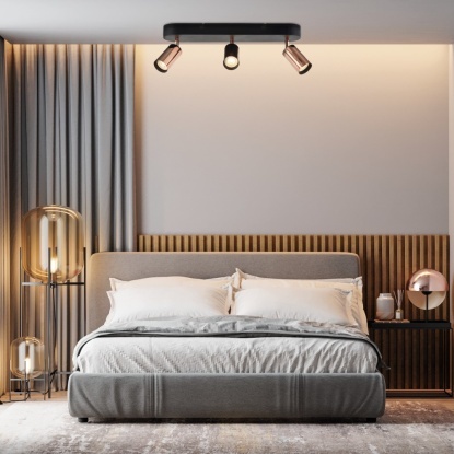 Sıva Üstü Hareketli Spot - 13328-3S-50 - Siyah - Rose Gold