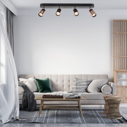 Sıva Üstü Hareketli Spot - 13328-4S-50 - Siyah - Rose Gold