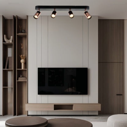 Sıva Üstü Hareketli Spot - 13328-4S-50 - Siyah - Rose Gold