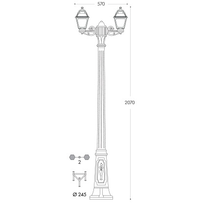Fumagalli Bisso-Mary 2L 1830 Mm Siyah Bahçe Direk 3 Renk - Q18.158.S20.Axv1K - Siyah