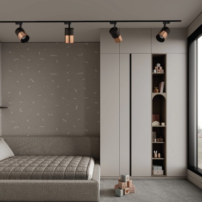 Monofaze Soketli Ray Spot - 14360-01-50 - Siyah - Rose Gold