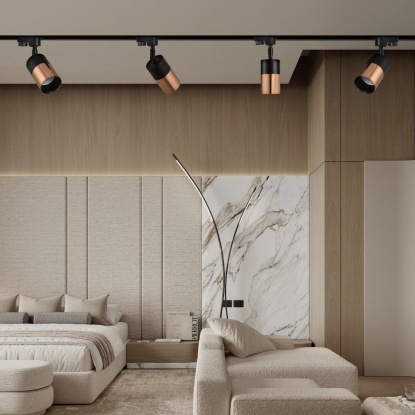 Monofaze Soketli Ray Spot - 14321-01-50 - Siyah - Rose Gold