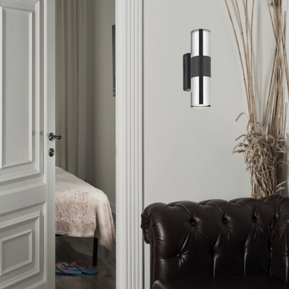 Dekoratif Duvar Aplik - 16144-02-53 - Siyah - Krom