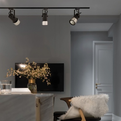 Monofaze Soketli Ray Spot - 14112-12-53 - Siyah - Krom