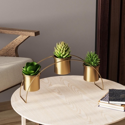 3 Lü Masa Üstü Metal Saksılık - 33012-03-20 - Eskitme