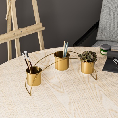 3 Lü Masa Üstü Metal Saksılık - 33012-03-20 - Eskitme